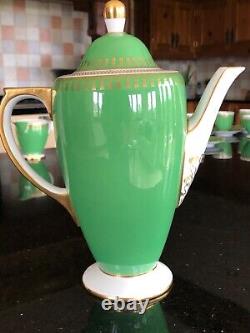 Rare Copeland Spode Ryde Green Coffee Set Vintage