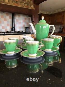 Rare Copeland Spode Ryde Green Coffee Set Vintage