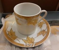 Rare Nib Vintage Gold Leaf Elegancy 12 Pc Fine Porcelain China Coffee Set