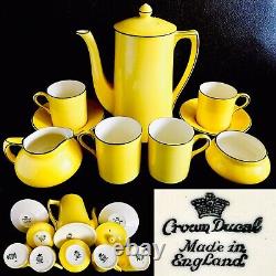 Rare Set of Vintage (1930s) English Crown Ducal Nine Piece Demitasse Coffee Set