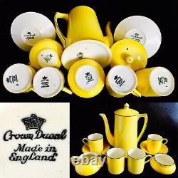 Rare Set of Vintage (1930s) English Crown Ducal Nine Piece Demitasse Coffee Set