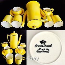 Rare Set of Vintage (1930s) English Crown Ducal Nine Piece Demitasse Coffee Set