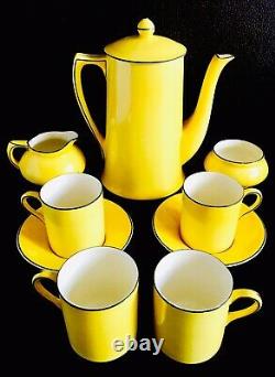 Rare Set of Vintage (1930s) English Crown Ducal Nine Piece Demitasse Coffee Set