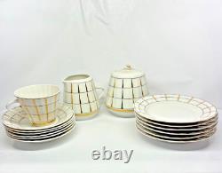 Rare VTG Verbilki Dmitrov Russian Porcelain White Gold Coffee/Tea Set for 6 MINT