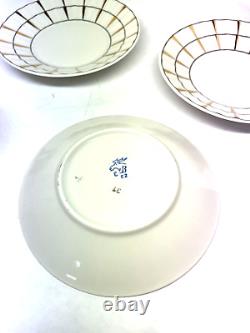 Rare VTG Verbilki Dmitrov Russian Porcelain White Gold Coffee/Tea Set for 6 MINT