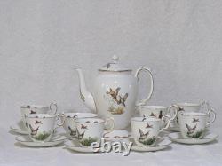 Rare Vintage 16pcs Crown Staffordshire Patt No A16411 Game Series Coffee Set