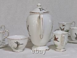Rare Vintage 16pcs Crown Staffordshire Patt No A16411 Game Series Coffee Set