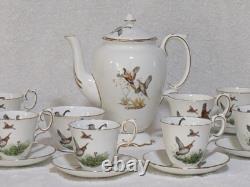 Rare Vintage 16pcs Crown Staffordshire Patt No A16411 Game Series Coffee Set