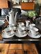 Rare Vintage 1950s Rorstrand Sweden Pottery Tweed Pattern Coffee Set For 6