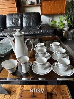 Rare Vintage 1950s Rorstrand Sweden Pottery Tweed Pattern Coffee Set For 6