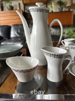 Rare Vintage 1950s Rorstrand Sweden Pottery Tweed Pattern Coffee Set For 6