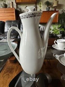 Rare Vintage 1950s Rorstrand Sweden Pottery Tweed Pattern Coffee Set For 6