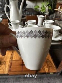 Rare Vintage 1950s Rorstrand Sweden Pottery Tweed Pattern Coffee Set For 6