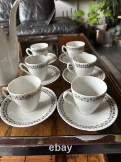 Rare Vintage 1950s Rorstrand Sweden Pottery Tweed Pattern Coffee Set For 6
