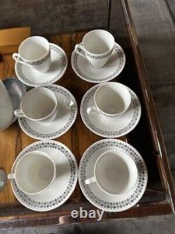 Rare Vintage 1950s Rorstrand Sweden Pottery Tweed Pattern Coffee Set For 6