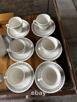 Rare Vintage 1950s Rorstrand Sweden Pottery Tweed Pattern Coffee Set For 6