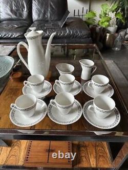 Rare Vintage 1950s Rorstrand Sweden Pottery Tweed Pattern Coffee Set For 6