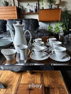 Rare Vintage 1950s Rorstrand Sweden Pottery Tweed Pattern Coffee Set For 6