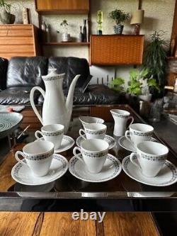 Rare Vintage 1950s Rorstrand Sweden Pottery Tweed Pattern Coffee Set For 6