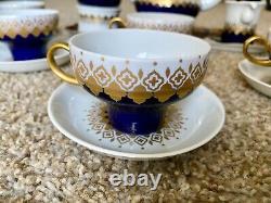 Rare Vintage 1960s German GDR Lichte Echt Kobalt Blue 16-Piece Coffee/Tea Set