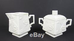 Rare Vintage Boehm Porcelain 3pc Rose Coffee Set Pot Creamer Sugar Bowl Tea