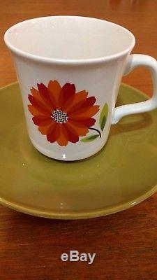 Rare Vintage J & G Meakin Red and Orange Flower Coffee Set'Dahlia Coffee pot