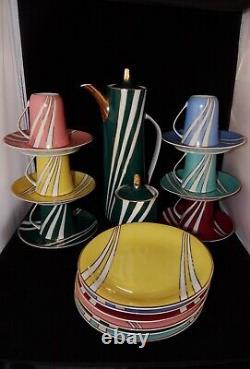 Rare Vintage MID Century Modern Cmielow Porcelain Tea Coffee Set Made In Poland