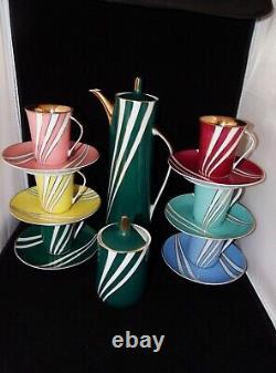 Rare Vintage MID Century Modern Cmielow Porcelain Tea Coffee Set Made In Poland