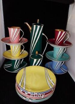 Rare Vintage MID Century Modern Cmielow Porcelain Tea Coffee Set Made In Poland