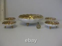 Rare Vintage Noritake Rc Nippon Gold Jewelled And Roses Set Footed Dishes