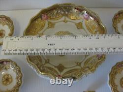 Rare Vintage Noritake Rc Nippon Gold Jewelled And Roses Set Footed Dishes