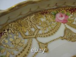 Rare Vintage Noritake Rc Nippon Gold Jewelled And Roses Set Footed Dishes