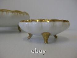 Rare Vintage Noritake Rc Nippon Gold Jewelled And Roses Set Footed Dishes