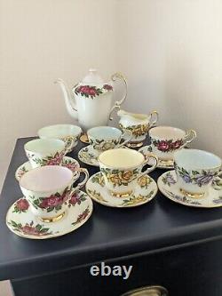 Rare Vintage Paragon'Six World roses' Harry Wheatcroft Full Coffee Set