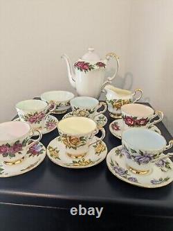 Rare Vintage Paragon'Six World roses' Harry Wheatcroft Full Coffee Set
