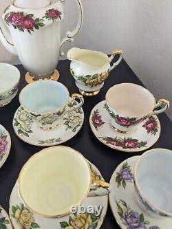 Rare Vintage Paragon'Six World roses' Harry Wheatcroft Full Coffee Set