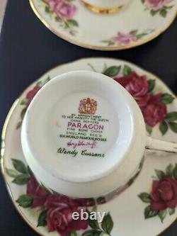 Rare Vintage Paragon'Six World roses' Harry Wheatcroft Full Coffee Set
