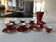 Rare Vintage Porcelain Red Coffee Set By Hvm Hansa Germany