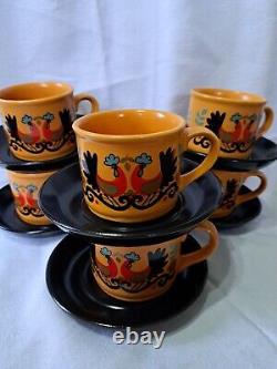 Rare Vintage Sadler Rooster Coffee Set With Cups Retro/ Vintage