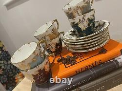 Rare vintage Royal Stuart Coffee Cups X6, multicoloured