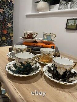 Rare vintage Royal Stuart Coffee Cups X6, multicoloured