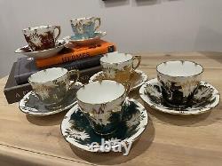 Rare vintage Royal Stuart Coffee Cups X6, multicoloured