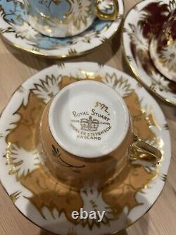 Rare vintage Royal Stuart Coffee Cups X6, multicoloured