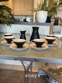 Raymond Lowey Ebony Black Rosenthal Germany Fine China Coffee Set for 6 Vintage