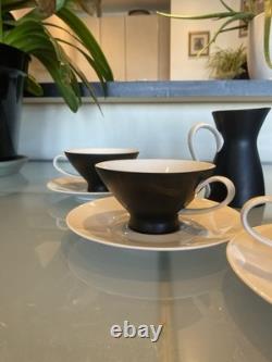 Raymond Lowey Ebony Black Rosenthal Germany Fine China Coffee Set for 6 Vintage