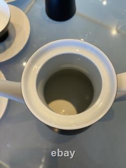 Raymond Lowey Ebony Black Rosenthal Germany Fine China Coffee Set for 6 Vintage
