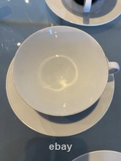 Raymond Lowey Ebony Black Rosenthal Germany Fine China Coffee Set for 6 Vintage