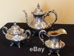 Reed Barton Sterling Silver Vintage Georgian Rose 3 Piece Coffee Set With Tray