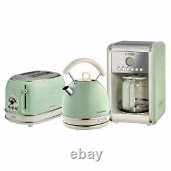 Retro Dome Kettle, Toaster & Filter Coffee Machine Set, Green Vintage Style