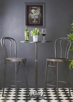 Retro Vintage Bar Table Tall Chairs Set Stools Seats Metal Cocktail Wine Coffee